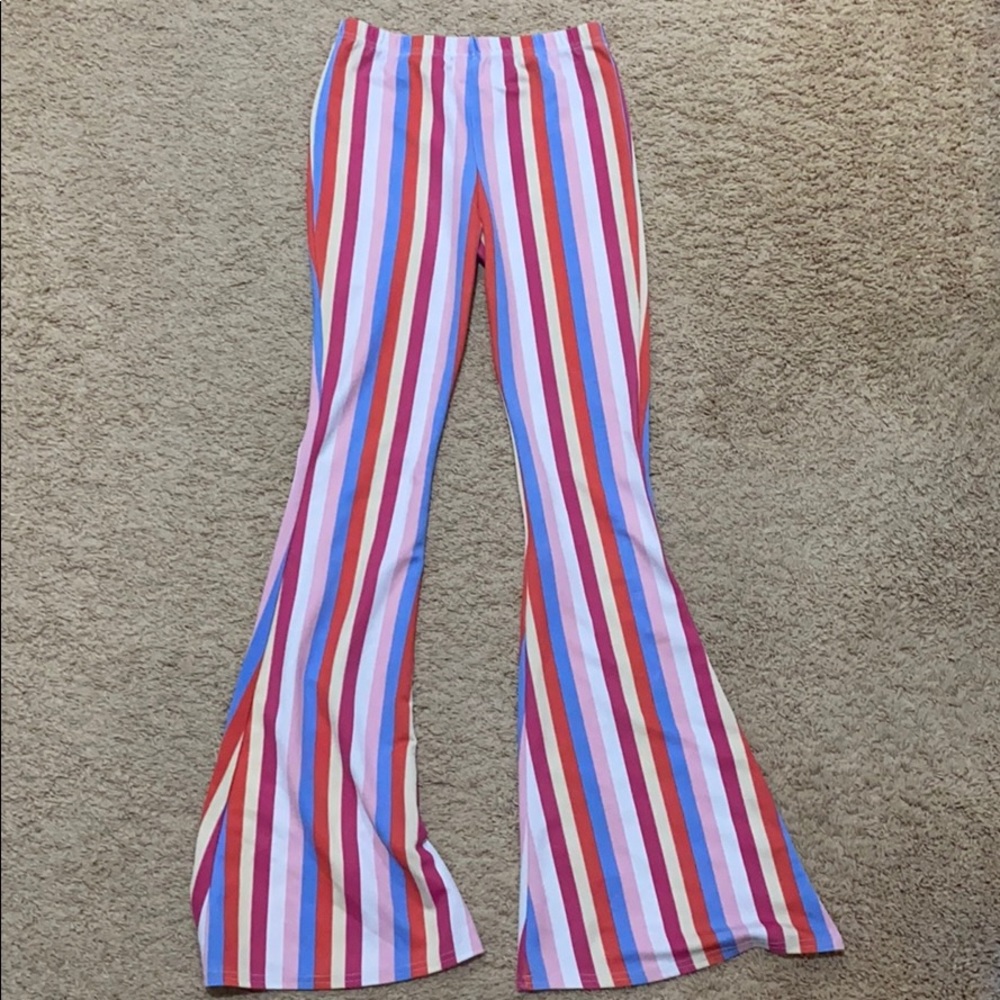 Multicolored striped bellbottoms pants